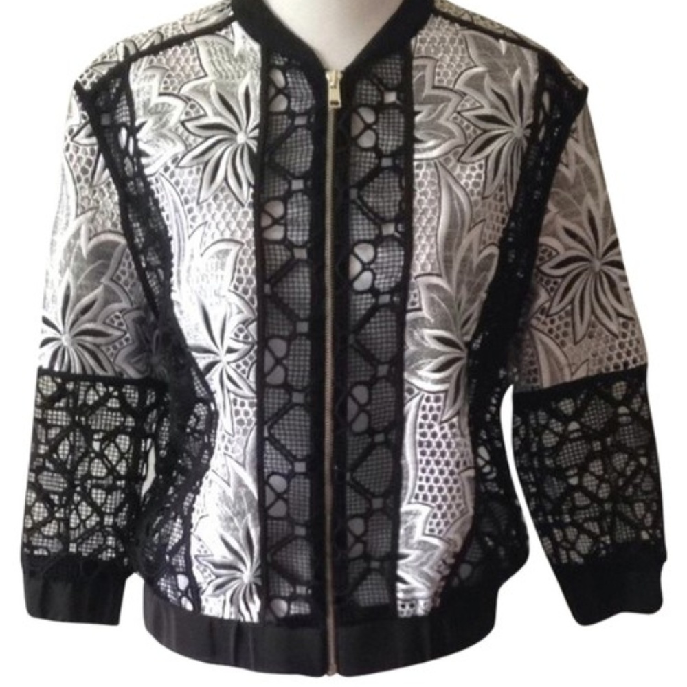 Intermix Black and White Bomber Style Jacket